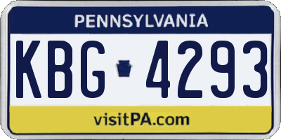 PA license plate KBG4293