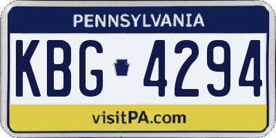 PA license plate KBG4294