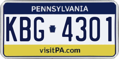 PA license plate KBG4301