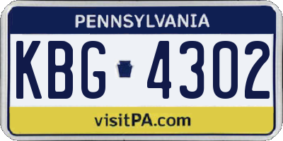 PA license plate KBG4302