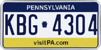 PA license plate KBG4304