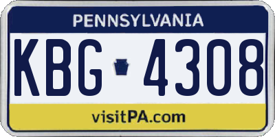 PA license plate KBG4308