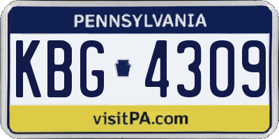 PA license plate KBG4309