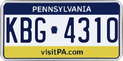 PA license plate KBG4310