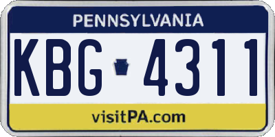 PA license plate KBG4311