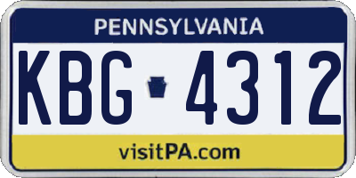 PA license plate KBG4312