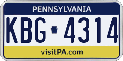 PA license plate KBG4314