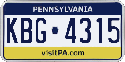 PA license plate KBG4315