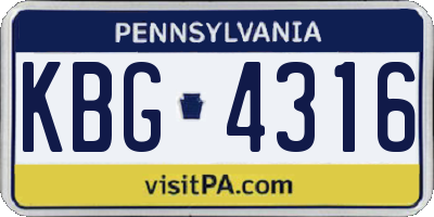 PA license plate KBG4316