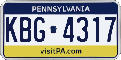 PA license plate KBG4317
