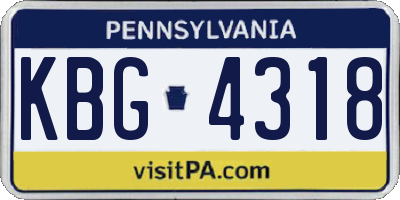 PA license plate KBG4318