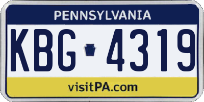 PA license plate KBG4319