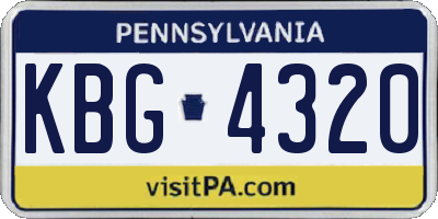 PA license plate KBG4320