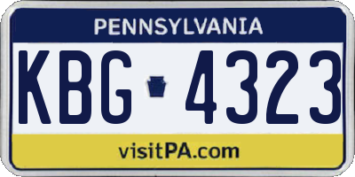 PA license plate KBG4323