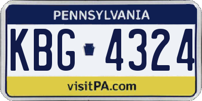 PA license plate KBG4324