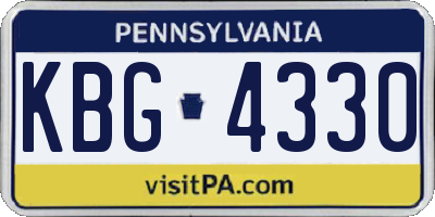 PA license plate KBG4330