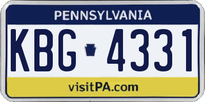 PA license plate KBG4331