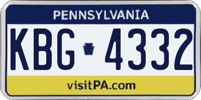 PA license plate KBG4332
