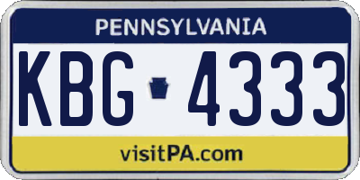 PA license plate KBG4333