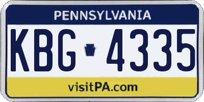 PA license plate KBG4335