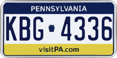 PA license plate KBG4336