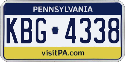 PA license plate KBG4338