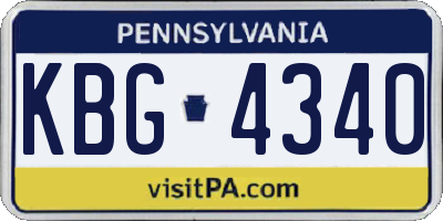 PA license plate KBG4340