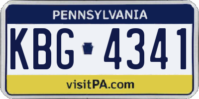 PA license plate KBG4341