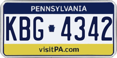PA license plate KBG4342
