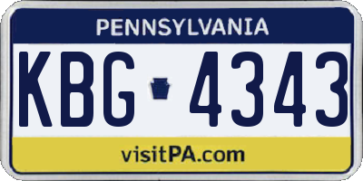 PA license plate KBG4343