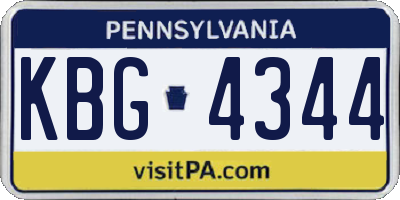 PA license plate KBG4344