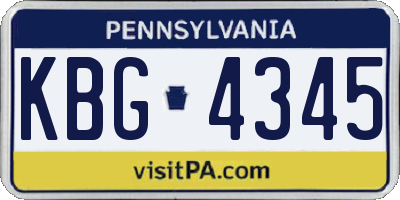 PA license plate KBG4345