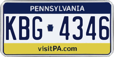 PA license plate KBG4346