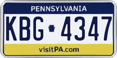 PA license plate KBG4347