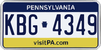PA license plate KBG4349