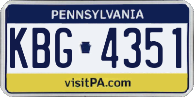 PA license plate KBG4351