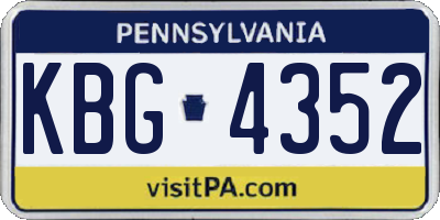 PA license plate KBG4352