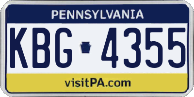 PA license plate KBG4355