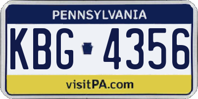 PA license plate KBG4356
