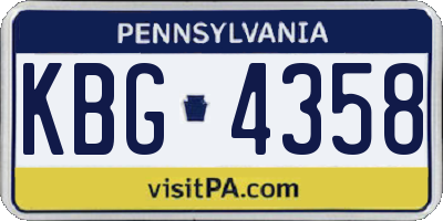 PA license plate KBG4358