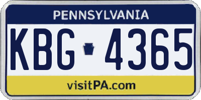 PA license plate KBG4365