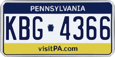 PA license plate KBG4366