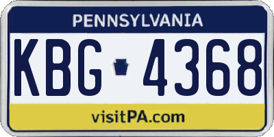 PA license plate KBG4368