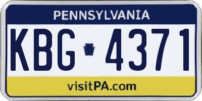 PA license plate KBG4371