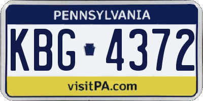 PA license plate KBG4372