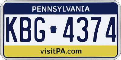 PA license plate KBG4374