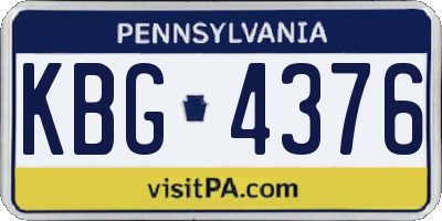 PA license plate KBG4376