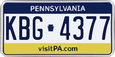 PA license plate KBG4377
