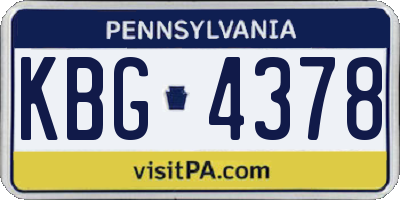 PA license plate KBG4378