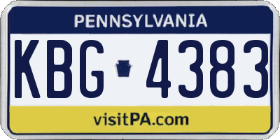 PA license plate KBG4383